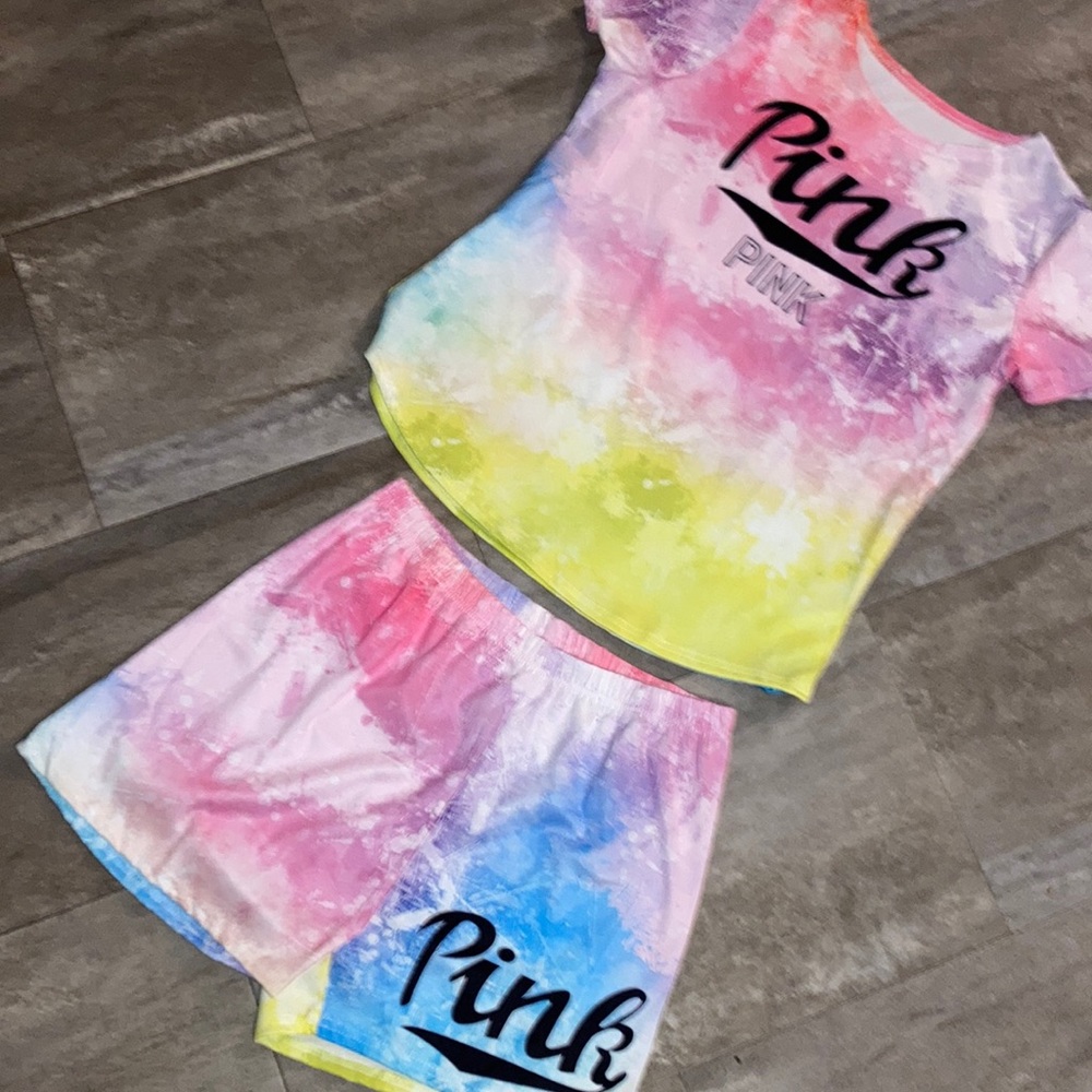 Two piece, tie-dye shorts set